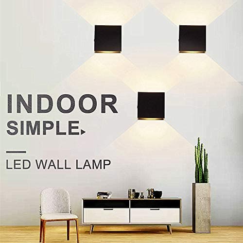 Lightess 10W Hardwired LED Wall Sconce Set of 2 for Living Room & Bedroom Warm White Mini Metal Down Up Lights Black Dec