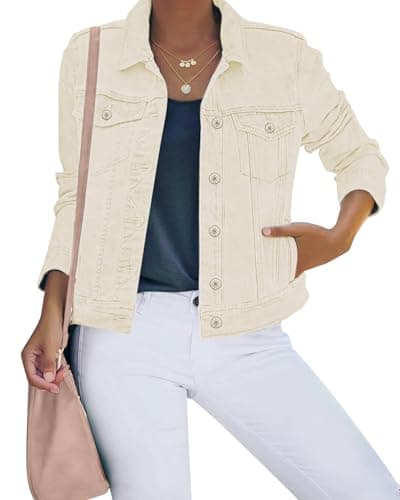 Luvamia Women's Stretch Fitted Long Sleeves Denim Jean Jacket for Casual Wear
| Luvamia Women's Basic Button Down Stret