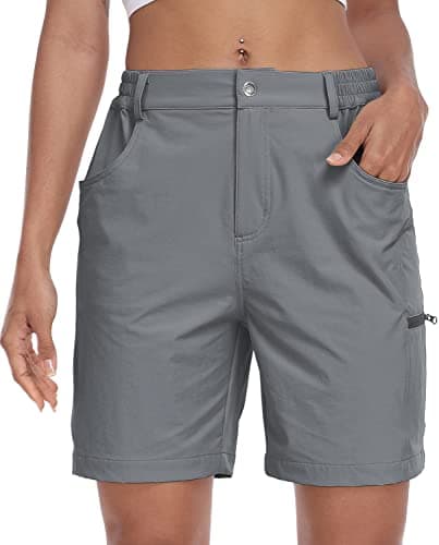MoFiz Women's Golf Shorts 7" Quick Dry Hiking Shorts Lightweight Bermuda Shorts with Pockets for Summer Travel Women