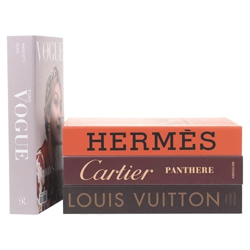 Luxe Large 4 PCS Decorative Books for Home Decor Aesthetic Shelf & Bookshelf Decor for Living Room, Bedroom, or Office F