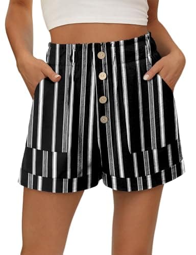 KISSMODA Women's Summer Shorts with Pockets Lightweight High-Waisted Adjustable Tie Knot Loose Casual Short
| KISSMODA