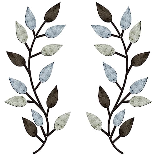 Zhengmy Vintage Brown Metal Tree Leaf Wall Decor for Living Room and Hallway Outdoor Decoration(2 Pieces)