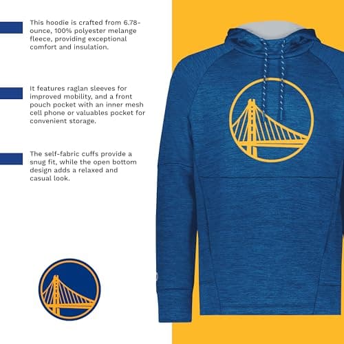 Holloway Men's NBA Fleece Hoodie - Warm & Comfortable Basketball Pullover - Ideal for Fans, Sports, Casual Wear - Medium
