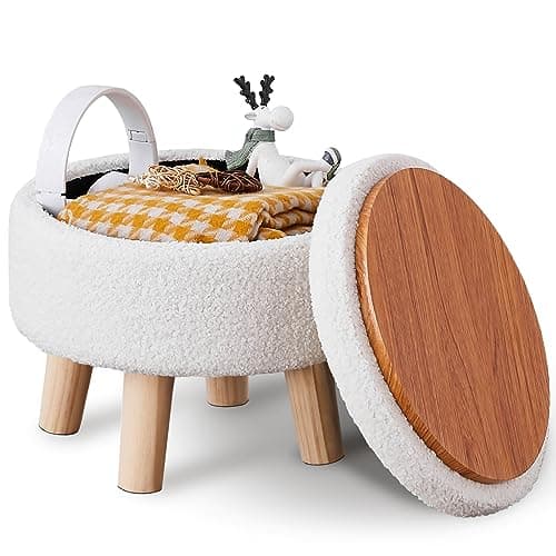 Off-White Modern Round Footrest with Soft Padded Seat for Living Room
| Off-White Wimarsbon Storage Ottoman for Hallway