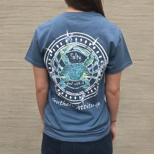 Southern Attitude Salty Deal with It Crab Sunset Orange Short Sleeve T-Shirt for Men Casual Wear Comfortable Fashion