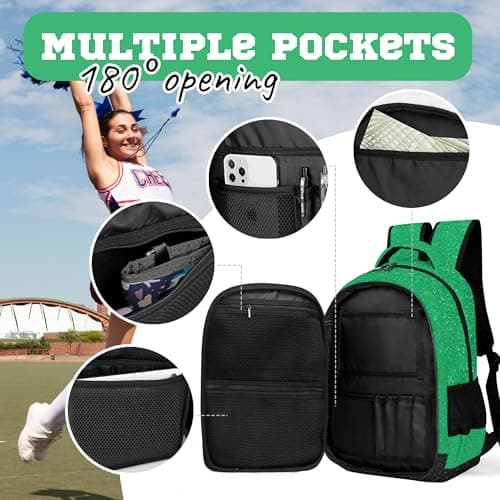 Cheerleading Team Gifts Green Backpack for Women
| Women's Green Cheer Backpack for Cheerleaders
| Green Cheerleading B