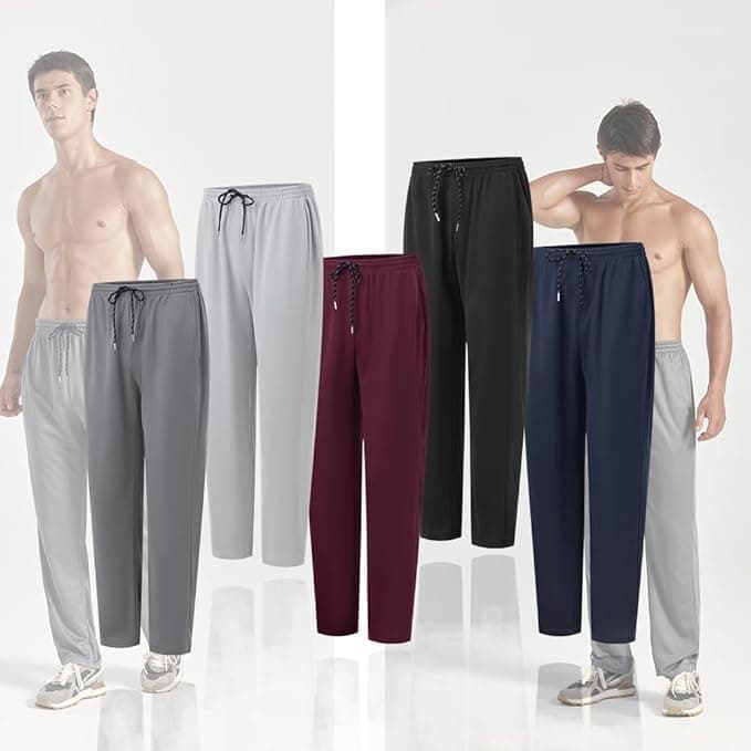 Zh 3-Pack Men's Comfortable Mesh Jogger Pants for Active Wear, Lightweight & Breathable with Pockets
