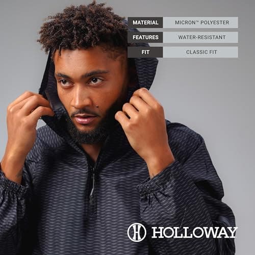 Holloway Men's Black Jacket, Warm and Lightweight, Outdoor Adventurers, Chilly Walks and Hikes, Breathable and Quick-Dry