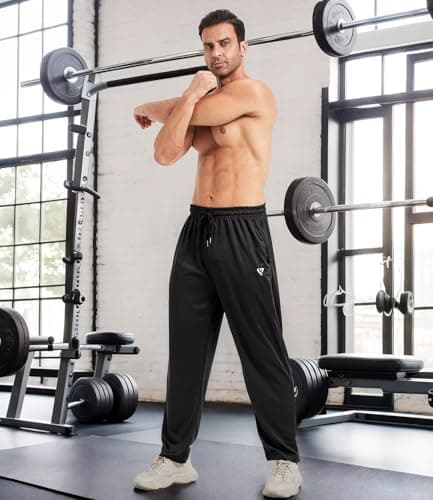 Lomsoe 5 Pack Men's Sweatpants Open Bottom Joggers with Zip Pockets for Men Lively Loose Fit Mesh Athletic Pants for Run
