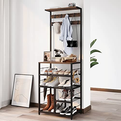 GiftGo Vintage Large 5-Tier Hall Tree with Console Table for Home Office Bedroom (Greige)  
GiftGo Vintage Large 5-Tier