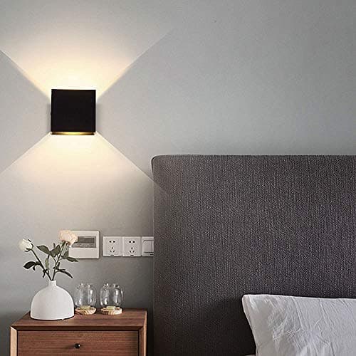 Lightess 10W Hardwired LED Wall Sconce Set of 2 for Living Room & Bedroom Warm White Mini Metal Down Up Lights Black Dec