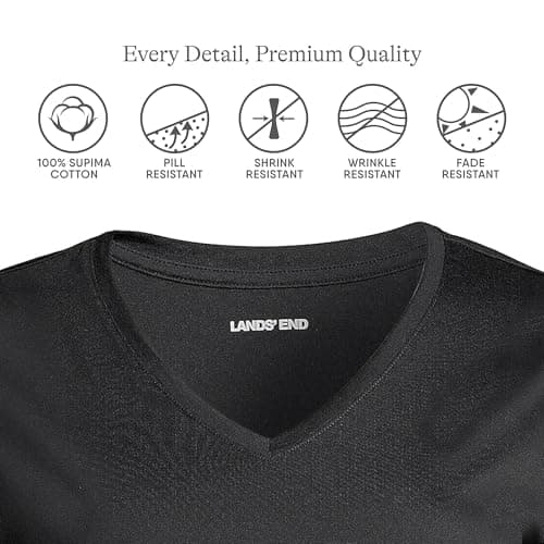 Lands' End Women's Relaxed American-Grown Supima Cotton V-Neck T-Shirt for Casual Comfort
| Lands' End Women's Relaxed