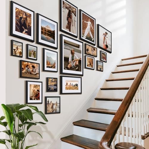 HappyHapi 4x6 Picture Frames Set (Black) for Multifunctional Tabletop or Wall Display, Suitable for |5x5 Pictures with M