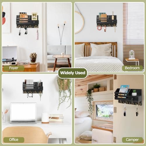 Black Wooden Adhesive Mail and Key Organizer with Drawer for Wall Mount
| Wall Mount Wooden Adhesive Key Holder with Dr