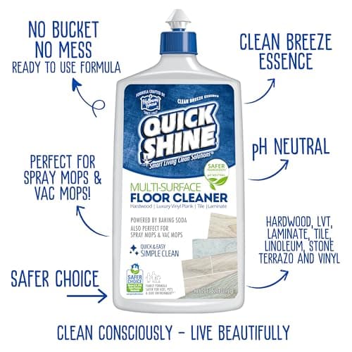 Quick Shine Multi Surface Floor Cleaner & Polish with Clean Shine Technology (2-27oz Bottles) for Hardwood, Laminate, L