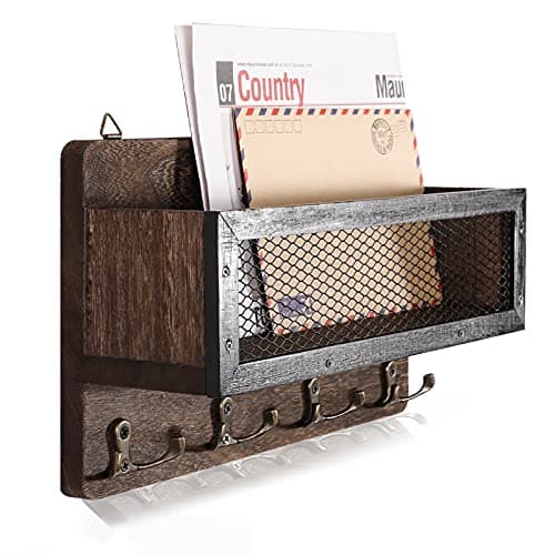 ADILIL Wooden Wall Mount Key Rack Organizer for Entryway and Hallway, Rustic Design with 4 Double Key Hooks, Decorative