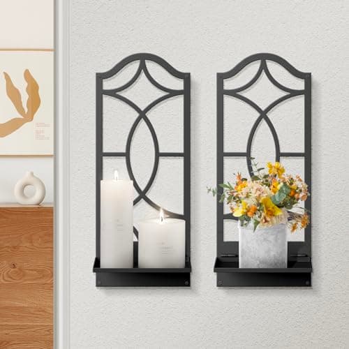 Black Metal Wall Decor for Living Room and Bedroom (2 Pack, 16.5 x 7 in)
Black Metal Wall Decor Retro Bathroom Wall Art