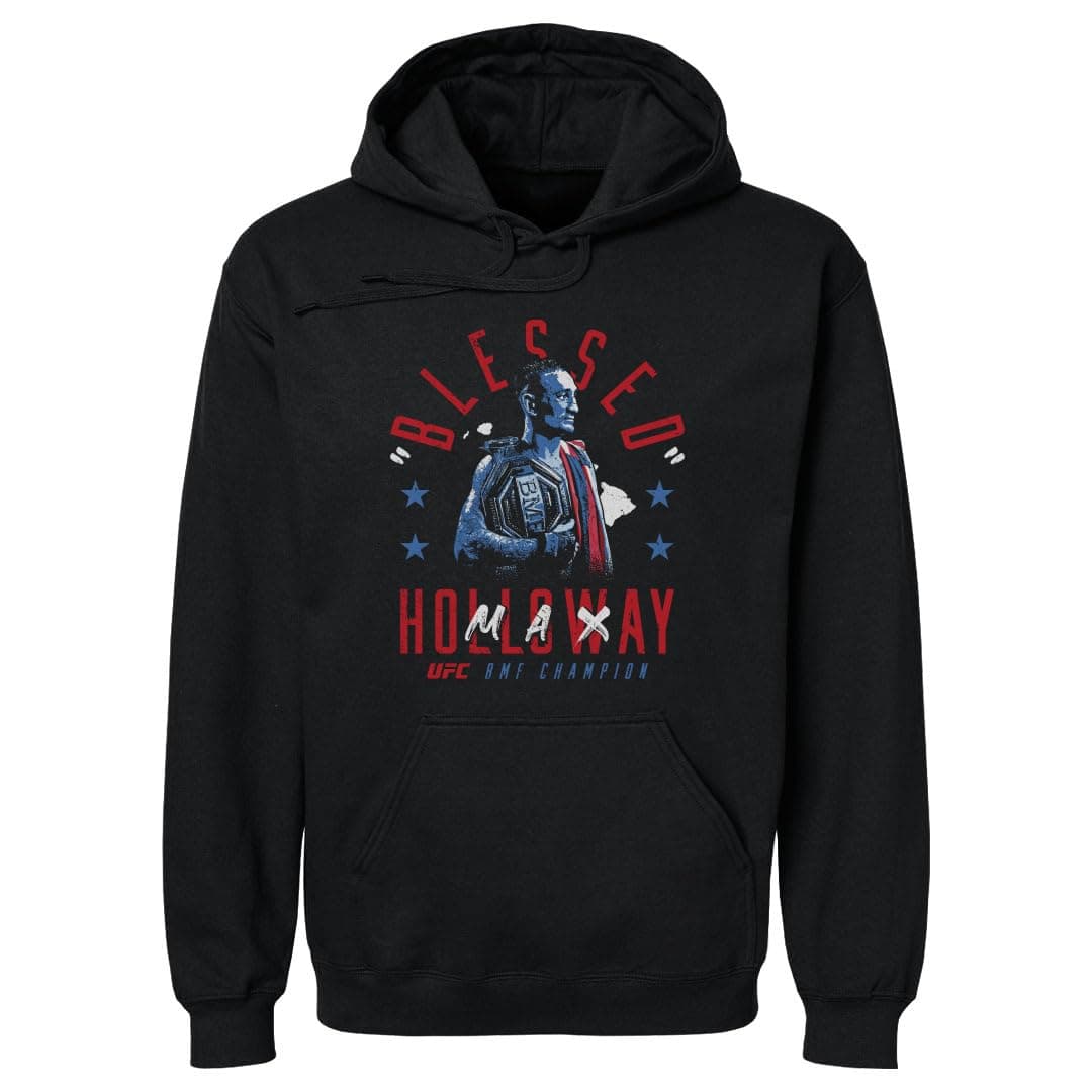 Max Holloway UFC Men's 500 Level Hoodie Sweatshirt - Blessed BMF Champion WHT