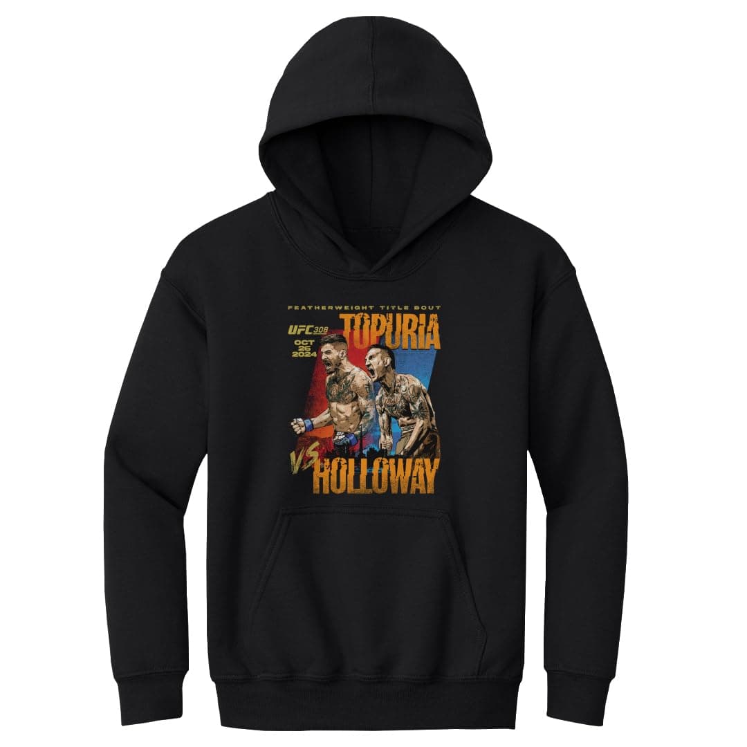 ILIA TOPURIA UFC YOUTH HOODIE SWEATSHIRT - UFC 308 MAX HOLLOWAY USE - TEEN GIFT FOR MMA FANS - SIZE L COLOR BLACK