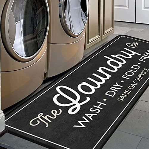 Laundry Room Non-Slip Floor Mat for Kitchen and Laundry Room (40" x 20", Black)