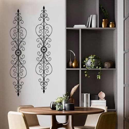 Ruelen Metal Scroll Wall Decor Rustic Iron Wall Medallion for Home Living Room Decor Small Traditional Metal Scroll ArtA