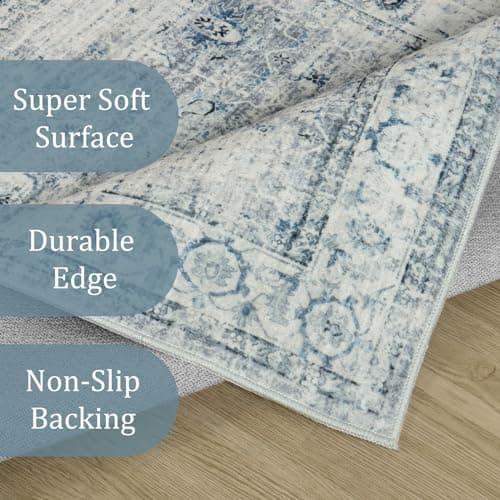 Morebes Extra Long Washable Kitchen Rug Runner for Hall Living Room Dining Room Office, Blue-Gray
Morebes Vintage Hallwa