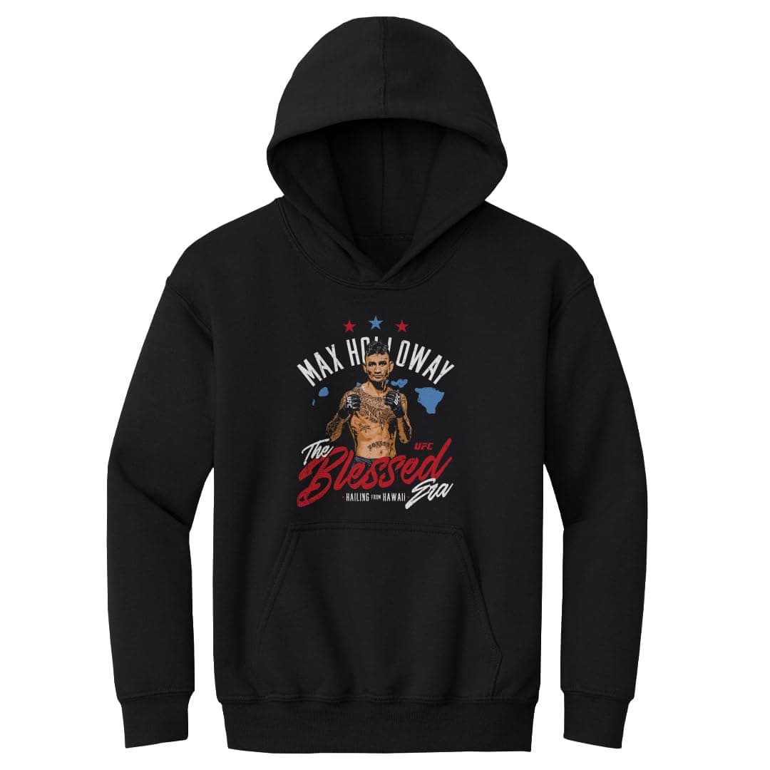 Max Holloway UFC Youth Hoodie Sweatshirt - Youth Fans, Gym Outfits, MMA Enthusiasts - 500 Level The Blessed Hawaii WHT