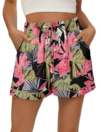 KISSMODA Women's Summer Shorts with Pockets Lightweight High-Waisted Adjustable Tie Knot Loose Casual Short
| KISSMODA