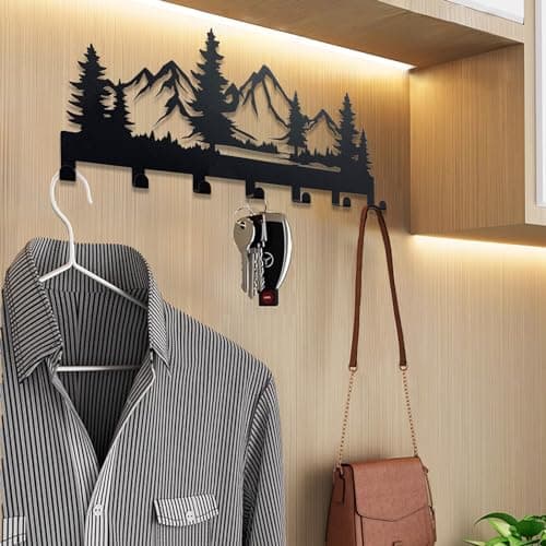 Mountain 12IN Metal Key Holder, Wall Mounted Key Hooks for Kitchen, Entryway, Hallway, Bedroom, Doorway, Key Organizer R