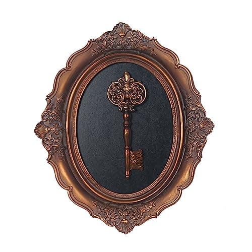 Vintage Wall Sculpture for Hallway, Hand Painted Embossed Key Design, Unique Gift for Home Decor (Antique Gold-Key)  
An