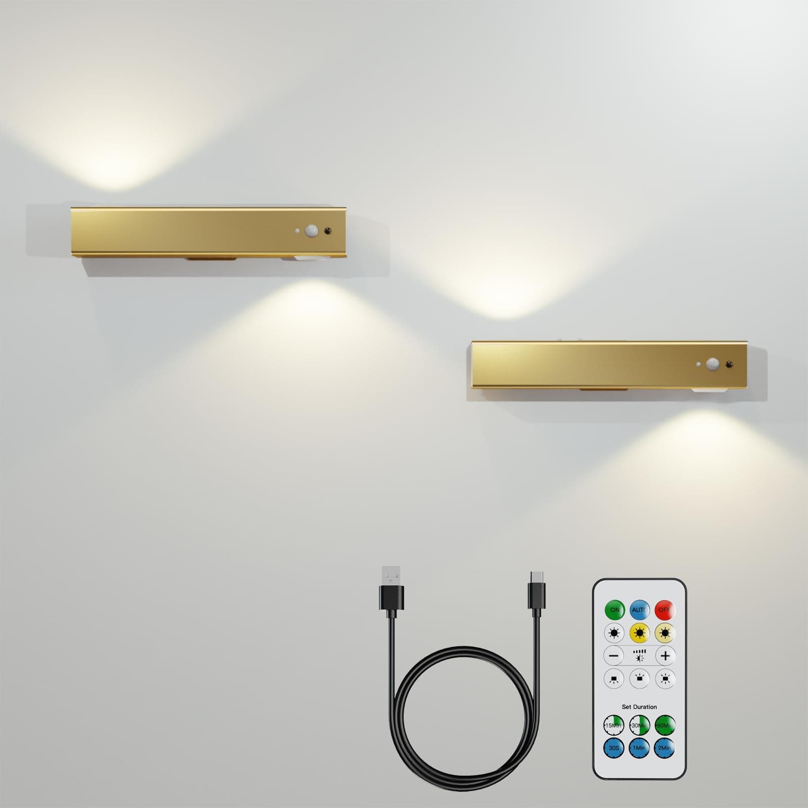 Wireless Motion Sensor Rechargeable Brass Hallway Light with Remote Control -2 Pack
| Rechargeable Magnetic Indoor Bras