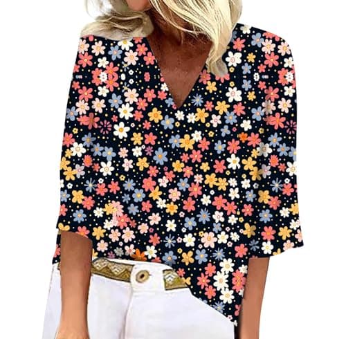 Women's Animal Leopard Print 3/4 Sleeve V Neck Summer Floral Boho Trendy Tops
| Women's Leopard Print 3/4 Sleeve V Neck