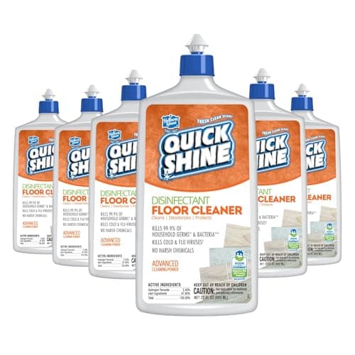 Quick Shine Hospital Level Disinfectant Floor Cleaner, 27oz, 6Pk | Kills 99.9% Germs & Bacteria | Cleans with Hydrogen P