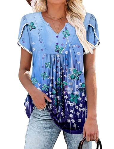 Elegant Women's Short Sleeve Tunics V Neck Button Down Shirts - S-3XL
| Comfortable Women's Short Sleeve Tunics V Neck