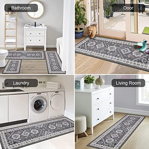 HEBE Boho Kitchen Rug Sets for Floor Non Slip and Washable Mats
| HEBE 3 Piece Kitchen Rug Set for Hallway and Laundry