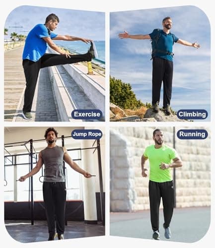 Lomsoe 5 Pack Men's Sweatpants Open Bottom Joggers with Zip Pockets for Men Lively Loose Fit Mesh Athletic Pants for Run