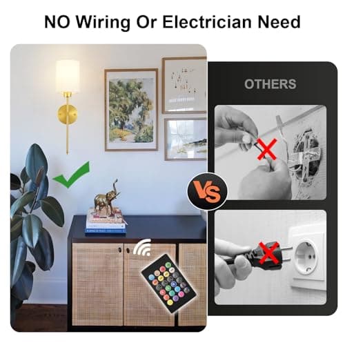 Wireless Rechargeable Amber Wall Sconces Set for Living Room, Bedroom, Entryway
Wireless Rechargeable Dimmable Wall Scon