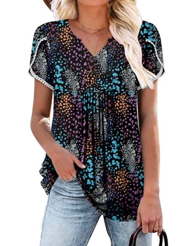 Elegant Women's Short Sleeve Tunics V Neck Button Down Shirts - S-3XL
| Comfortable Women's Short Sleeve Tunics V Neck