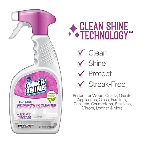 Quick Shine 3-IN-1 MAX ShinePower Surface Cleaner | Instantly Cleans & Shines | Countertops, Stainless, Mirrors, Granite