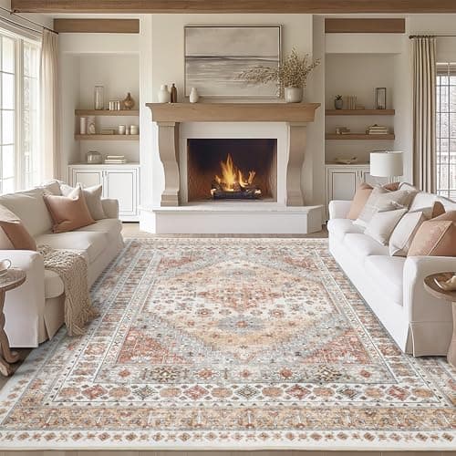 Zesthome Orange 8x10 Non-Slip Washable Vintage Stain Resistant Area Rug for Living Room OEKO-TEX
| Zesthome Vintage Ora
