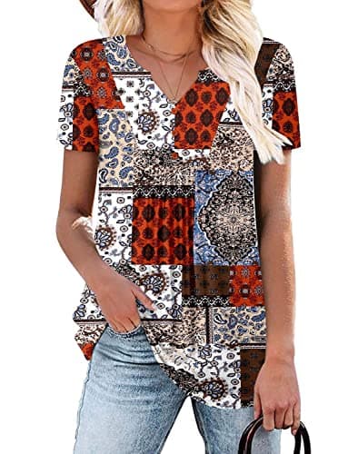 Elegant Women's Short Sleeve Tunics V Neck Button Down Shirts - S-3XL
| Comfortable Women's Short Sleeve Tunics V Neck