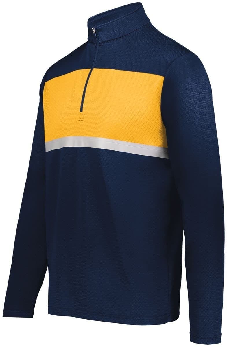 Holloway Sportswear Prism Bold 1/4 Zip Pullover for Men in XL Navy/Gold - Durable Heat Regulation Tech, Comfortable Fit,