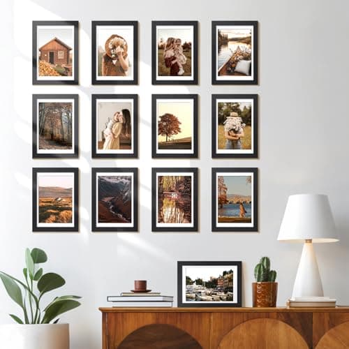 HappyHapi 4x6 Picture Frames Set (Black) for Multifunctional Tabletop or Wall Display, Suitable for |5x5 Pictures with M