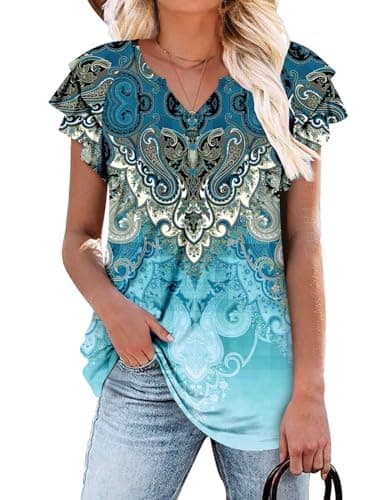 Elegant Women's Short Sleeve Tunics V Neck Button Down Shirts - S-3XL
| Comfortable Women's Short Sleeve Tunics V Neck