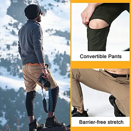 Gash Hao Mens Waterproof Hiking Quick Dry Fishing Pants Outdoor Lightweight Zip Off