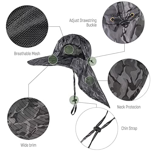 KOOLSOLY Outdoor Sun Hat for Men with 50+ UPF Protection, Perfect for Dad on Fishing Trips and Safari Adventures
