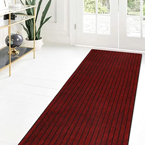 ZGR Custom Size Runner Rug 2 ft x 6 ft Gray with Black Stripe Non-Slip Rubber Backing for Hallway Kitchen Garage Laundry