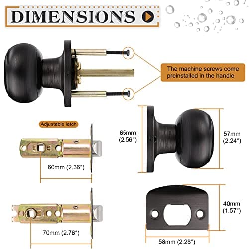 Probrico Passage Door Knobs Handles Keyless Ball Door Knob Oil Rubbed Bronze 6 Pack
Probrico Passage Door Knobs Handles