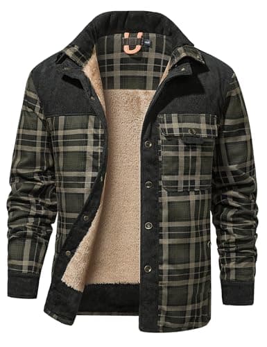 Gihuo Men's Long Sleeve Sherpa Lined Warm Flannel Plaid Jacket for Outdoor Activities
| Gihuo Men's Button Down Fleece