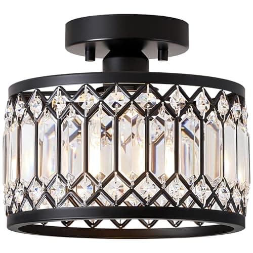 Crystal Ceiling Light Fixture, Modern Semi Flush Mount Gold Lighting Fixtures for Hallway and Kitchen
Crystal Ceiling Li